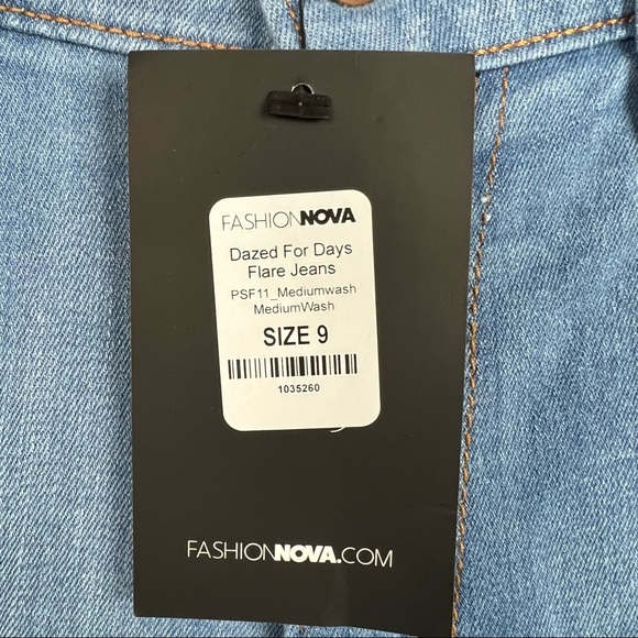 Fashion Nova Dazed for Days Flared Distressed Jeans NEW - Picture 3 of 4